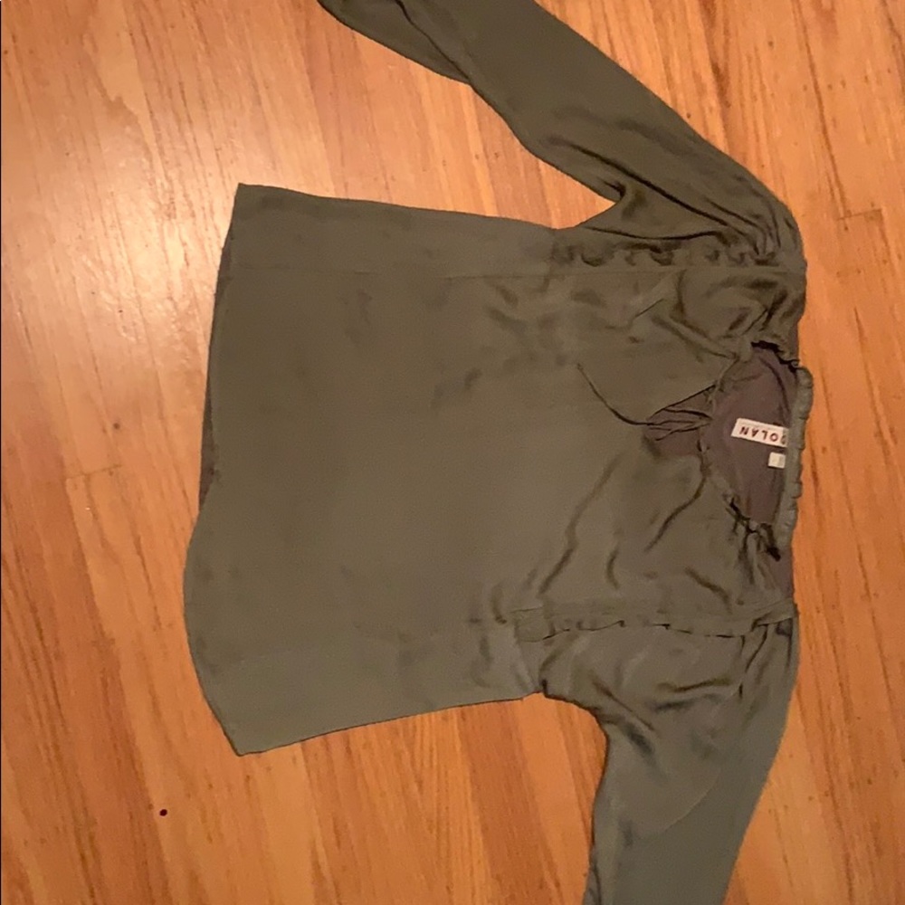 Dolan medium green blouse with ruffle details